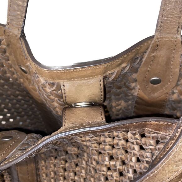 Frye Melissa Woven Shopper Tote Dark Brown Leather NO WALLET - Picture 4 of 10